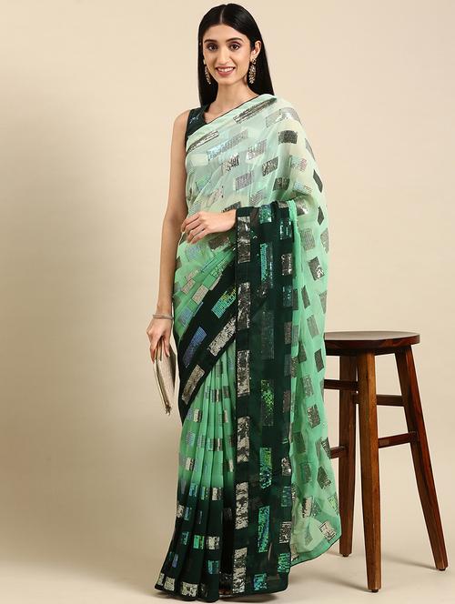 women all over box sequined saree with blouse - 20303096 - Very Small Image - 1