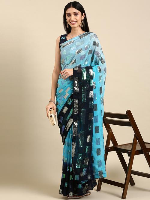 women's embellished saree with blouse - 20303100 - Very Small Image - 1