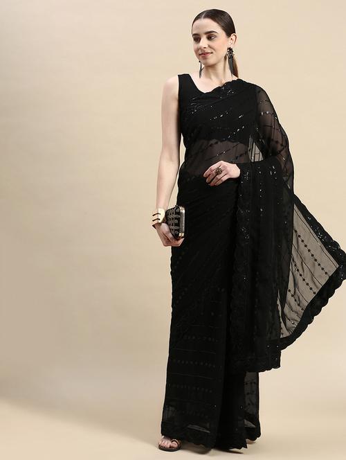women's embellished saree with blouse - 20303124 - Very Small Image - 1
