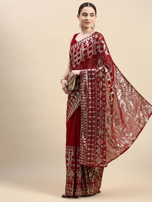 women's embellished saree with blouse - 20303131 - Very Small Image - 1