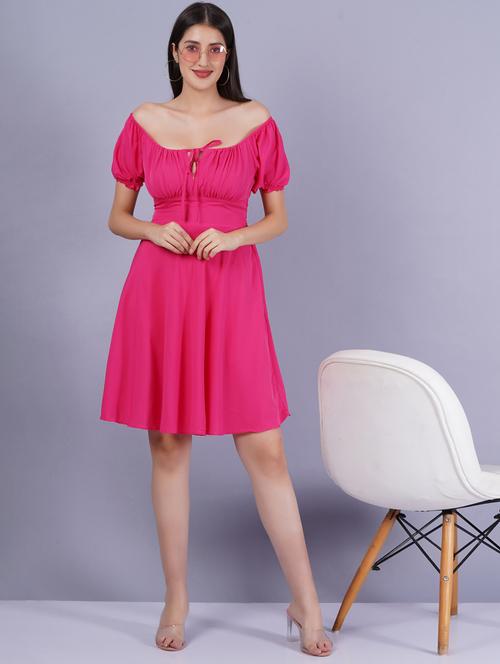 women's fit & flare solid dress - 20303988 - Very Small Image - 1