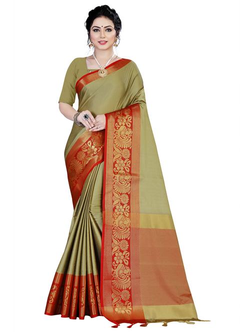 women solid with bordered saree - 20304093 - Very Small Image - 1