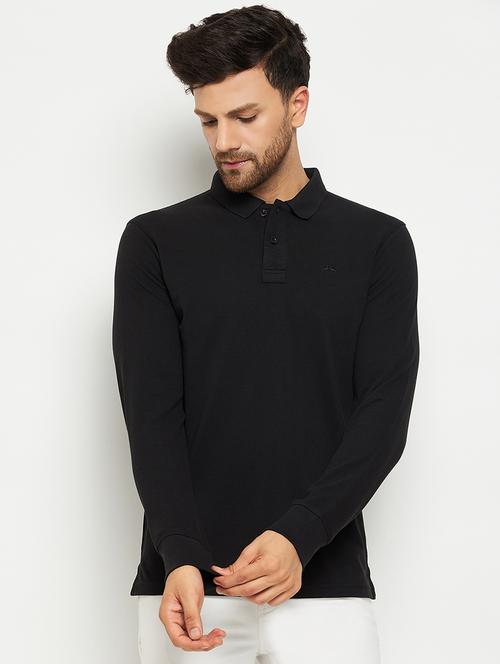 men black solid polo t-shirt - 20304923 - Very Small Image - 1