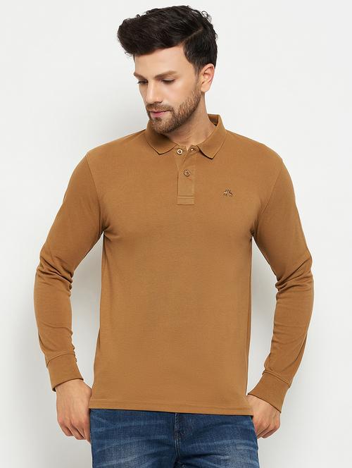 men khaki solid polo t-shirt - 20304928 - Very Small Image - 1