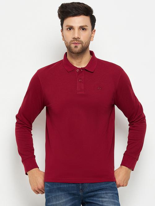 men maroon solid polo t-shirt - 20304929 - Very Small Image - 1