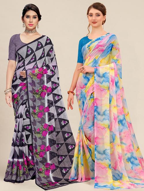 multi colored printed  saree with blouse - 20305982 - Very Small Image - 1