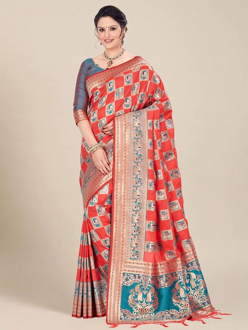 multi colored paithani  saree with blouse - 20305985 - Very Small Image - 1