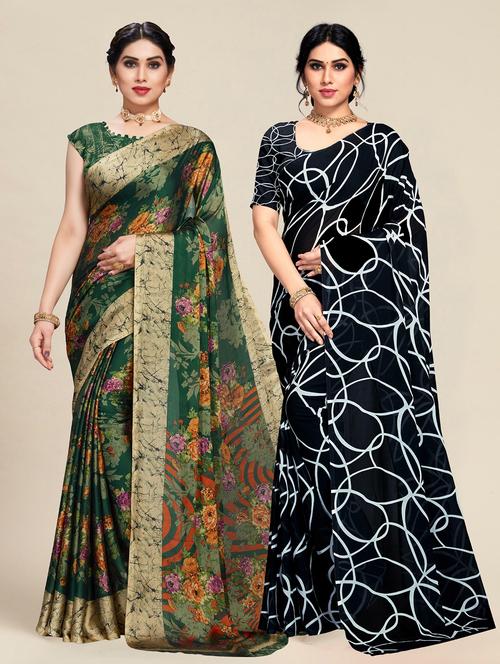 multi colored printed  saree - 20306037 - Very Small Image - 1