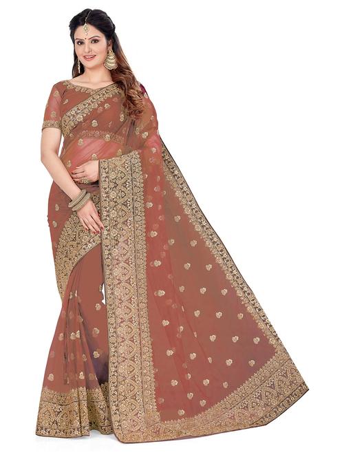 women's embroidered saree with blouse - 20306071 - Very Small Image - 1