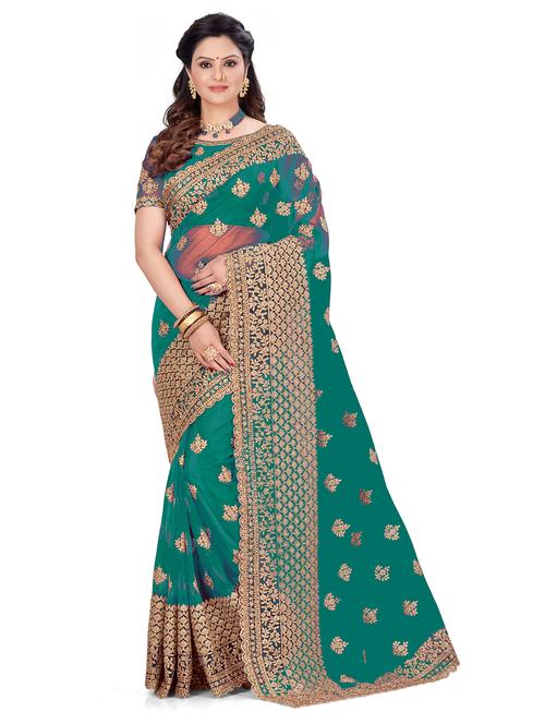 women's embroidered saree with blouse - 20306189 - Very Small Image - 1