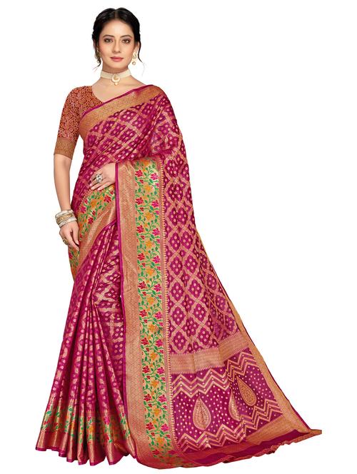women's self design pink colored saree with blouse - 20306255 - Very Small Image - 1