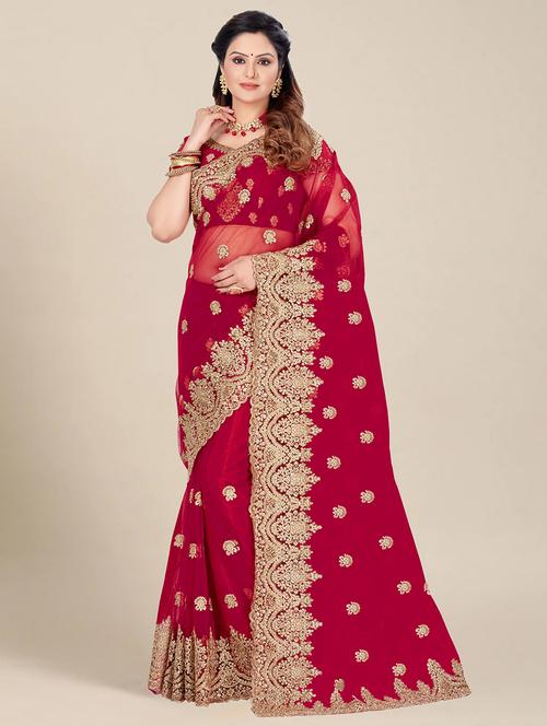 women's embroidered saree with blouse - 20306544 - Very Small Image - 1
