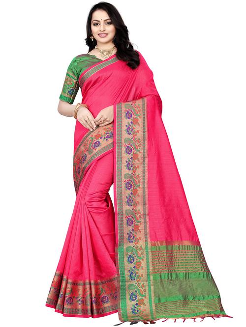 pink colored bordered  saree with blouse - 20306596 - Very Small Image - 1