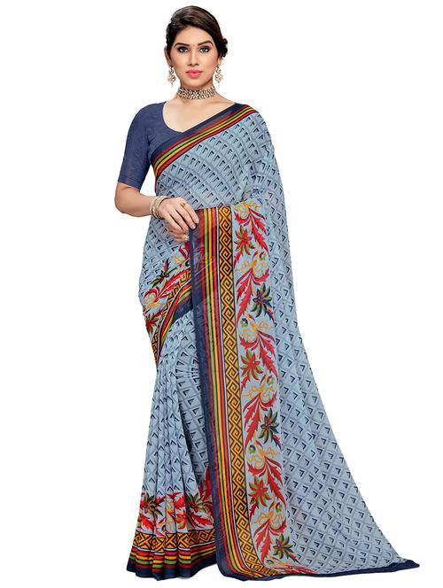 women's geometric multi colored saree with blouse - 20306611 - Very Small Image - 1