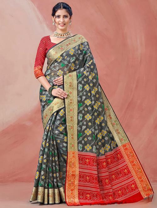 women's self design black colored saree with blouse - 20306614 - Very Small Image - 1