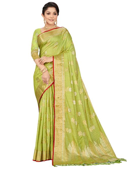 women's self design green colored saree with blouse - 20306620 - Very Small Image - 1