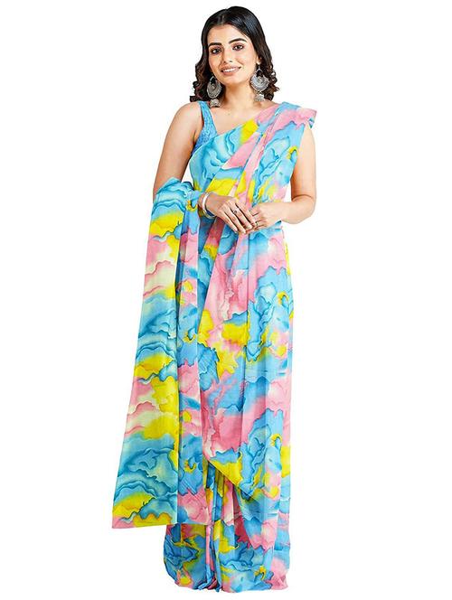 multi colored printed  saree with blouse - 20306644 - Very Small Image - 1