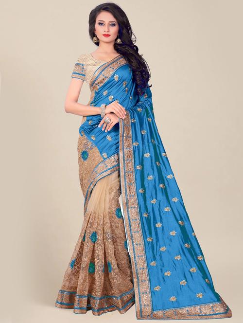 women's self design turquoise colored saree - 20306832 - Very Small Image - 1