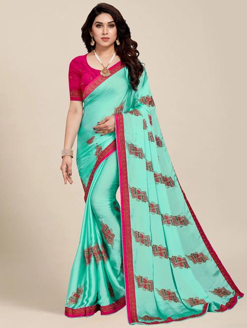 women's embroidered saree with blouse - 20306994 - Very Small Image - 1