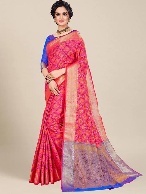 women's self design pink colored saree with blouse - 20307165 - Very Small Image - 1