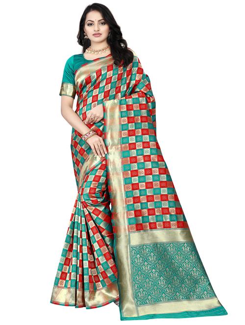 women's self design multi colored saree with blouse - 20307189 - Very Small Image - 1