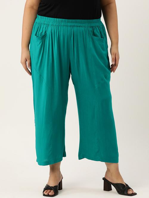 turquoise rayon plus trouser - 20307523 - Very Small Image - 1