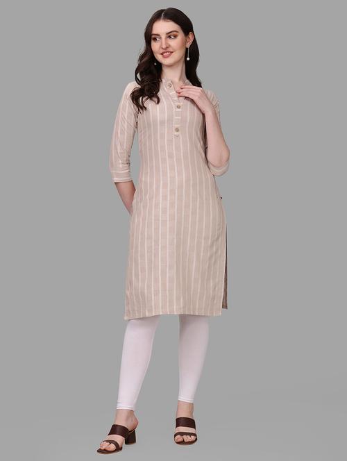 beige colored straight kurta - 20308059 - Very Small Image - 1