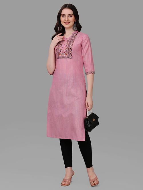 pink colored straight kurta - 20308075 - Very Small Image - 1
