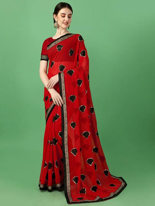 women's bordered red colored saree - 20308400 - Very Small Image - 1