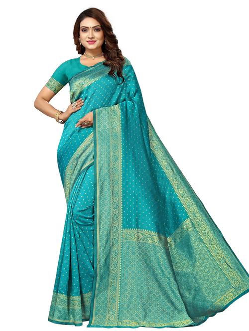 women's self design turquoise colored saree - 20308481 - Very Small Image - 1