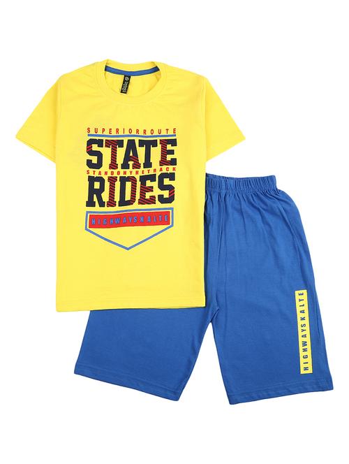 yellow typographic printed 3/4th sets - 20308642 - Very Small Image - 1