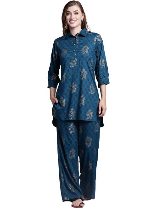 teal gold print co-ord set - 20309420 - Very Small Image - 1