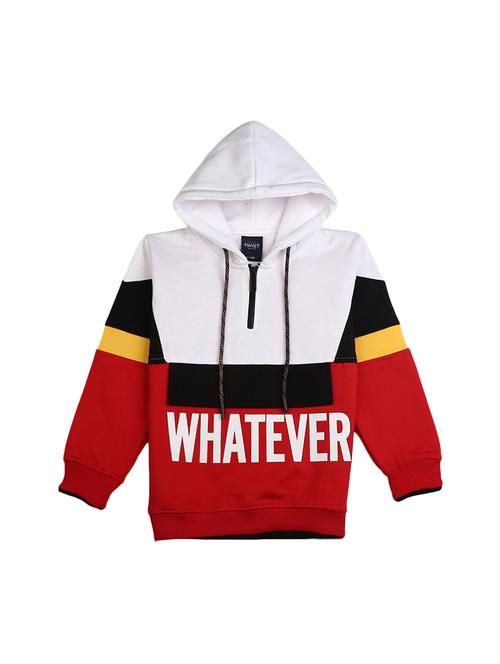 red cotton color block sweatshirt - 20309598 - Very Small Image - 1