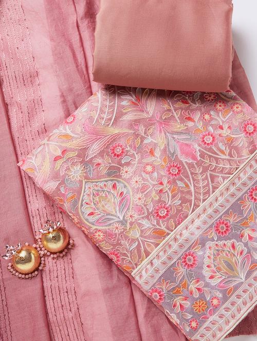 women pink embroidered unstitched suits - 20310393 - Very Small Image - 1