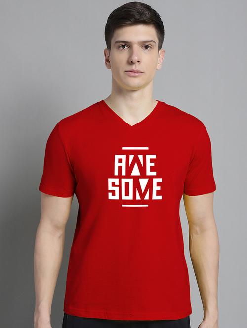 men v-neck chest print typographic t-shirt - 20312156 - Very Small Image - 1