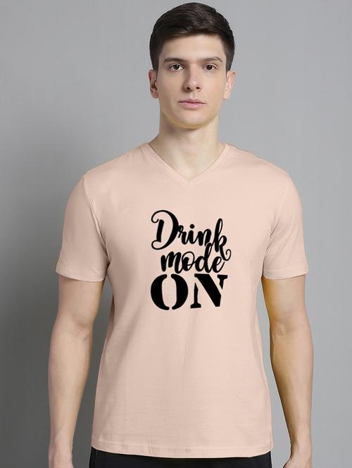 men beige cotton chest print t-shirt - 20312176 - Very Small Image - 1