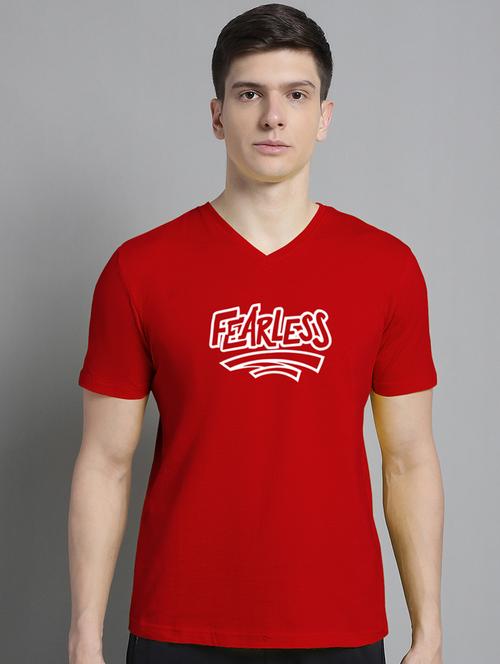 men red cotton chest print t-shirt - 20312185 - Very Small Image - 1