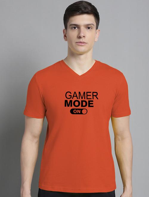 men v-neck graphic chest print t-shirt - 20312194 - Very Small Image - 1