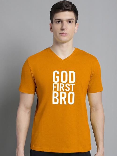 men v-neck graphic chest print t-shirt - 20312203 - Very Small Image - 1