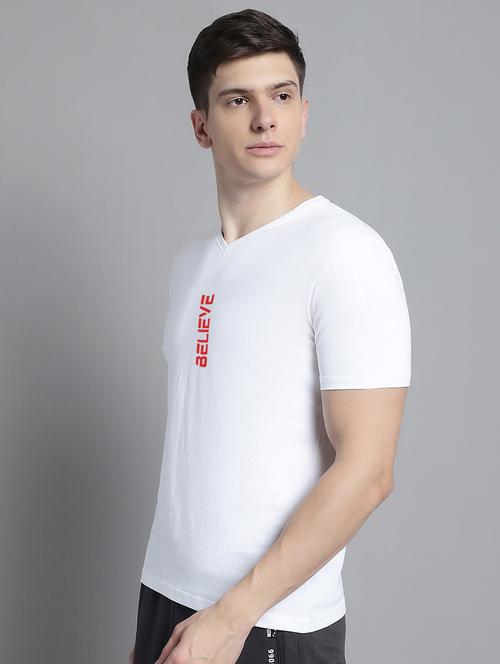 men v-neck graphic chest print t-shirt - 20312206 - Very Small Image - 1