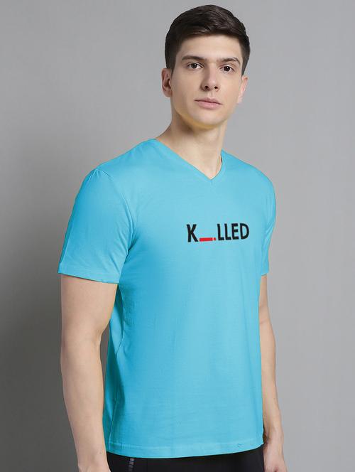 men v-neck graphic chest print t-shirt - 20312236 - Very Small Image - 1