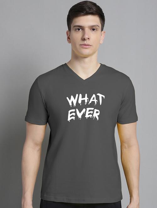 men grey cotton chest print t-shirt - 20312263 - Very Small Image - 1