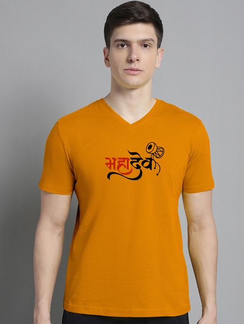 men v-neck graphic chest print t-shirt - 20312267 - Very Small Image - 1