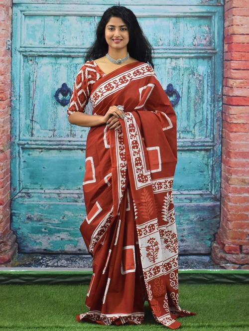 brown colored printed  saree - 20312791 - Very Small Image - 1