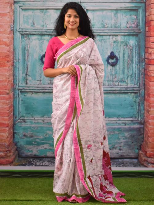 pink colored printed  saree with blouse - 20314456 - Very Small Image - 1