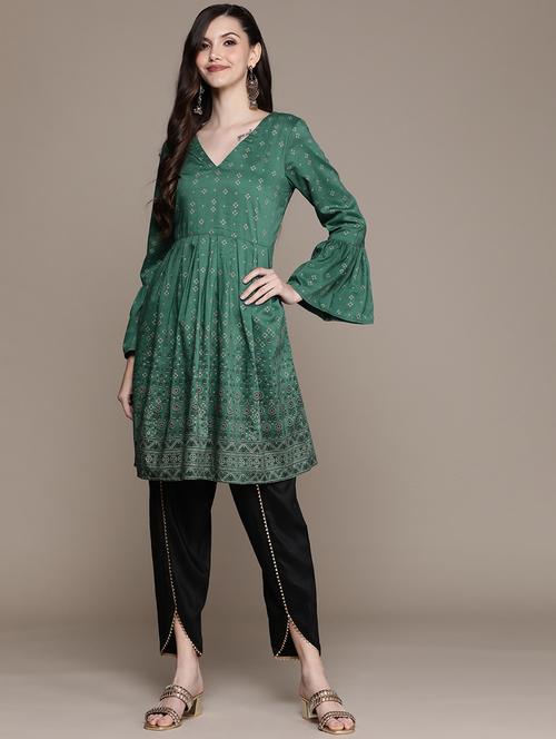 green colored kurta salwar set - 20314609 - Very Small Image - 1