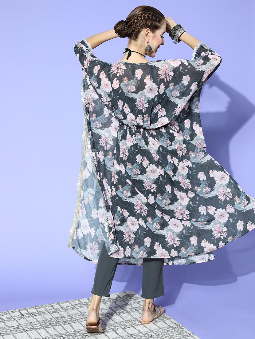 grey colored kaftan set - 20314615 - Standard Image - 3