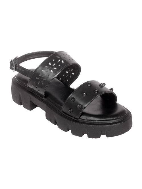black solid back strap sandal - 20315210 - Very Small Image - 1
