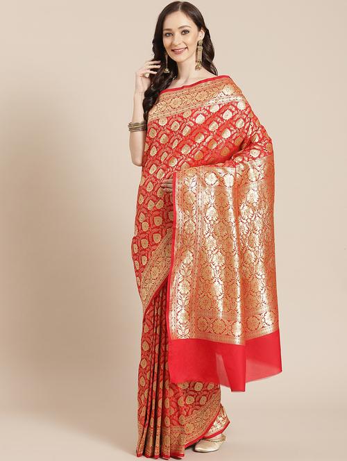 women's banarasi saree with blouse - 20315669 - Very Small Image - 1