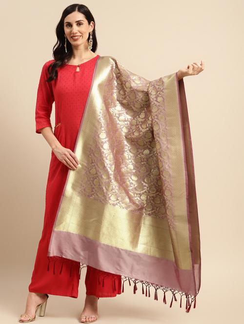mauve banarasi dupatta - 20315817 - Very Small Image - 1